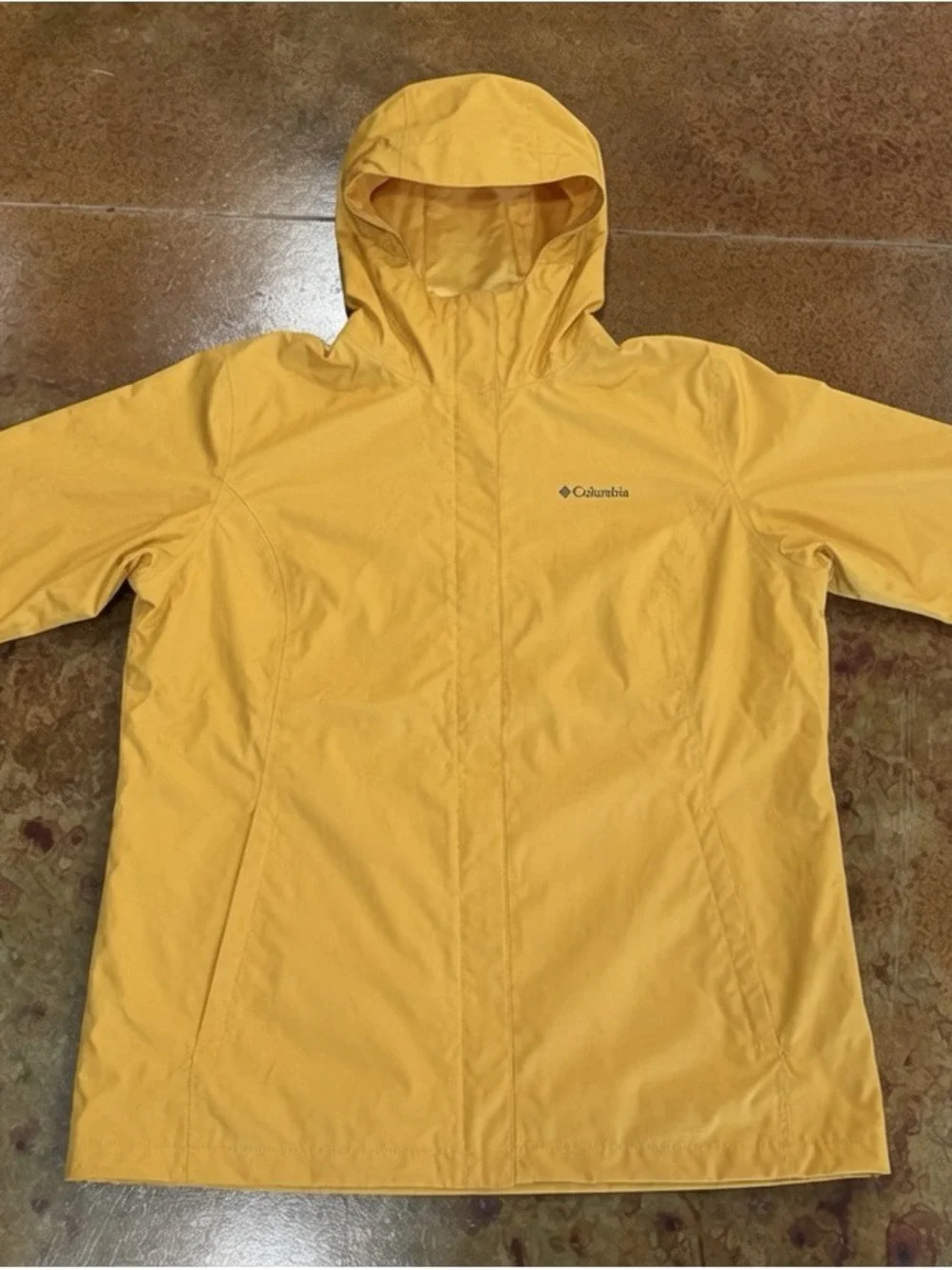 Columbia Bright Yellow Hooded Raincoat